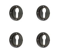 Loops 4 Pack Elegant Euro Profile Escutcheons In Dark Bronze Finish - Solid Brass Key Hole Cover