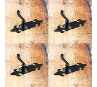 Loops 4 Pack Elegant Fleur De Lys Black Door Handle With Latchplate For Classic Decor - Interior Lever On Backplate