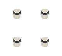 Loops 4 Pack Elegant Hexagonal Floor Mounted Doorstops In Polished Nickel Finish - Solid Brass & Rubber Stopper