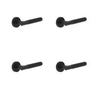 Loops 4 Pack Elegant Matt Black Lever Door Handle On Rose For Modern Interiors - Interior Handle