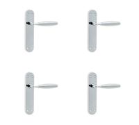 Loops 4 Pack Elegant Polished Chrome And Satin Chrome Suite Door Handle With Latchplate - Interior Lever On Backplate
