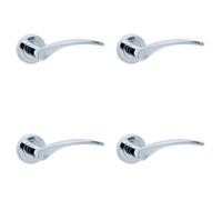 Loops 4 Pack Elegant Polished Chrome Door Handle On Rose For Modern And Traditional Interiors - Interior Handle