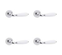 Loops 4 Pack Elegant Polished Chrome Handle With White Porcelain Finish - Interior Handle