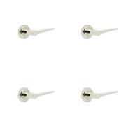 Loops 4 Pack Elegant Polished Nickel Door Handle On Stepped Rose For Classic And Modern Interiors - Solid Brass Interior Handle