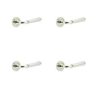 Loops 4 Pack Elegant Polished Nickel Knurled Door Handle For Stylish Interiors - Solid Brass Interior Handle