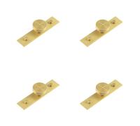 Loops 4 Pack Elegant Satin Brass Cupboard Knob With 40mm Plain Backplate - Kitchen Cabinet Knob