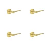 Loops 4 Pack Elegant Satin Brass Door Handle On Chamfered Rose For Modern And Classic Interiors - Solid Brass Interior Handle