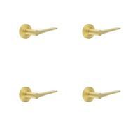 Loops 4 Pack Elegant Satin Brass Door Handle On Plain Rose For Modern And Traditional Interiors - Solid Brass Interior Handle
