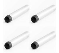 Loops 4 Pack Elegant Satin Chrome Cylinder Wall Mounted Door Stop For Door Protection - Rubber Stopper Protector