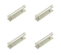 Loops 4 Pack Elegant Satin Nickel 96mm Cabinet Handle With Stepped Backplate For Modern Interiors - Kitchen Drawer Pull Handle