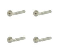 Loops 4 Pack Elegant Satin Nickel Lever On Rose Handle For Doors - Interior Handle