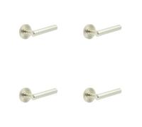 Loops 4 Pack Elegant Satin Nickel Reeded Rose Door Handle For Luxe Interiors - Solid Brass Interior Handle