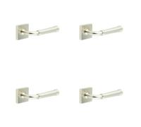 Loops 4 Pack Elegant Satin Nickel Square Door Handle For Modern Interiors - Solid Brass Interior Handle