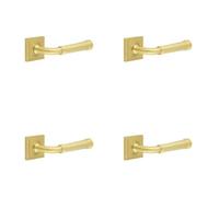 Loops 4 Pack Elegant Square Stepped Satin Brass Door Handle For Modern Homes - Solid Brass Interior Handle