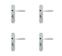 Loops 4 Pack Elegant Suite Door Handle With Bathroom Plate In Polished And Satin Chrome Finish - Interior Lever On Backplate