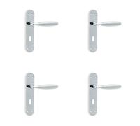 Loops 4 Pack Elegant Suite Door Handle With Lockplate In Polished And Satin Chrome Finish - Interior Lever On Backplate