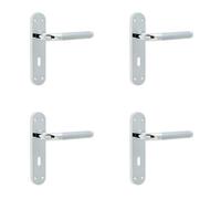 Loops 4 Pack Elegant Twin Suite Door Handle Set In Polished And Satin Chrome Finish - Interior Lever On Backplate