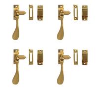 Loops 4 Pack Elegant Victorian Casement Fasteners In Polished Brass - 105mm - Window Handle