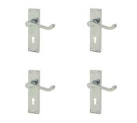 Loops 4 Pack Elegant Victorian Scroll Door Handle With Lockplate In Satin Chrome Finish - Interior Lever On Backplate