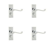 Loops 4 Pack Elegant Victorian Scroll Door Handle With Polished Chrome Privacy Plate - Interior Lever On Backplate