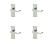 Loops 4 Pack Elegant Victorian Scroll Door Handle With Satin Chrome Finish - Interior Lever On Backplate