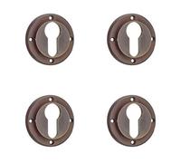 Loops 4 Pack Euro Profile Escutcheons In Antique Brass For Enhanced Security - Solid Brass Key Hole Cover