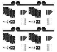 Loops 4 Pack - Fire Door Rated Handle & Latch Pack Setmatt Black Mitred Bar Screwless Round Rose