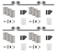 Loops 4 Pack - Fire Door Rated Handle & Latch Pack Setsatin Steel Mitred Bar Screwless Round Rose