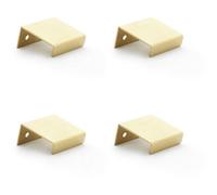 Loops 4 Pack - Flat Slim Cabinet Finger Pull Handle Semi Concealed - 37mm Width Satin Brass