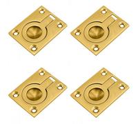 Loops 4 Pack - Flush Ring Recessed Pull Handle 50 X 38mm 8mm Depth Polished Brass Sliding Door