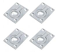 Loops 4 Pack - Flush Ring Recessed Pull Handle 50 X 38mm 8mm Depth Polished Chrome Sliding Door