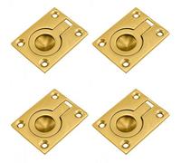 Loops 4 Pack - Flush Ring Recessed Pull Handle 63 X 50mm 12mm Depth Polished Brass Sliding Door