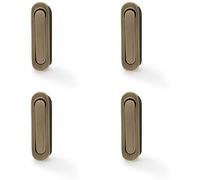 Loops 4 PACK - Flush Sliding Pocket Door Pull Handle - Antique Brass 70mm x 19mm Radius Edge