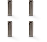 Loops 4 PACK - Flush Sliding Pocket Door Pull Handle - Dark Bronze 70mm x 19mm Finger Edge