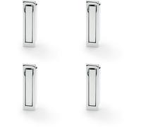 Loops 4 PACK - Flush Sliding Pocket Door Pull Handle - Polished Chrome 70mm x 19mm Finger Edge