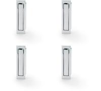 Loops 4 PACK - Flush Sliding Pocket Door Pull Handle - Satin Chrome 70mm x 19mm Finger Edge