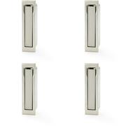 Loops 4 PACK - Flush Sliding Pocket Door Pull Handle - Satin Nickel 70mm x 19mm Finger Edge