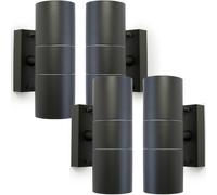 Loops 4 PACK GU10 Anthracite Up & Down Wall Lights Outdoor Twin Dimming Lamp Fitting Loops Multicolor