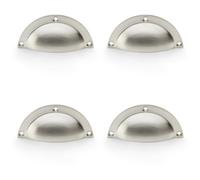 Loops 4 Pack - Half Moon Cup Handle - Satin Nickel 86mm Centres Solid Brass Shaker Drawer Pull