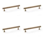 Loops 4 Pack - Hammered T Bar Pull Handle - Antique Brass - 160mm Centres Solid Brass Drawer