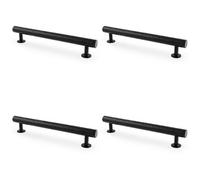 Loops 4 Pack - Hammered T Bar Pull Handle - Matt Black - 160mm Centres Solid Brass Drawer