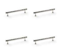 Loops 4 Pack - Hammered T Bar Pull Handle - Polished Nickel - 160mm Centres Solid Brass Drawer