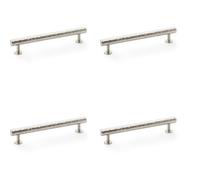 Loops 4 Pack - Hammered T Bar Pull Handle - Satin Nickel - 160mm Centres Solid Brass Drawer
