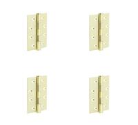 Loops 4 Pack Heavy-Duty Certifire Stainless Steel Grade 13 Ball Bearing Hinges 102X76X3mm In Satin Brass Finish - 30/60 Fire Door Hinge