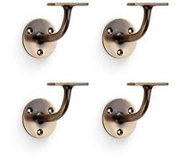 Loops 4 Pack - Heavy Duty Stair Handrail Bannister Bracket Arm - Antique Brass 82mm Proj Holder