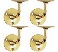 Loops 4 Pack - Heavyweight Stair Handrail Bannister Bracket Arm - Polished Brass 91mm Holder