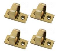 Loops 4 Pack - Horizontal Fixed Ring Sash Window Lift Handle 44 X 12mm 22mm Dia Polished Brass