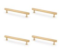 Loops 4 Pack - Industrial Hex T Bar Pull Handle - Satin Brass 160mm Centres Kitchen Cabinet