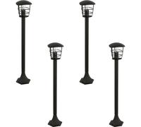 Loops 4 PACK IP44 Outdoor Bollard Light Black Lantern 1x 60W E27 Bulb Lamp Post Loops Black