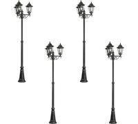 Loops 4 PACK IP44 Outdoor Bollard Light Black & Silver Patina Aluminium 60W E27 Loops Black